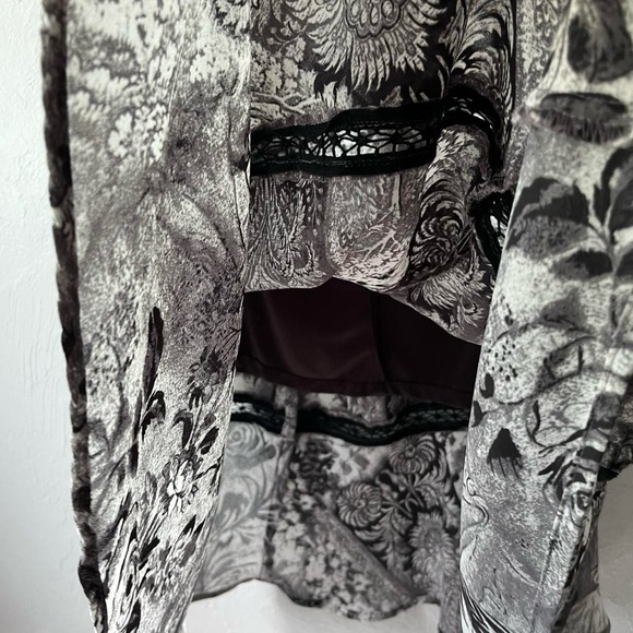 Vintage Fairy Grunge Goth Boho Whimsigoth Black White Floral Midi Skirt 16 - Picture 3 of 6